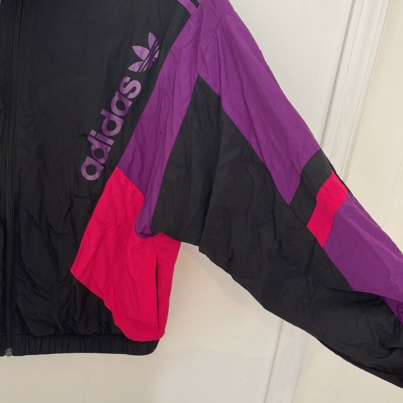 Adidas Women's Retro Colorblock 3 Stripes Windbreaker Jacket size small / S - Picture 2 of 4